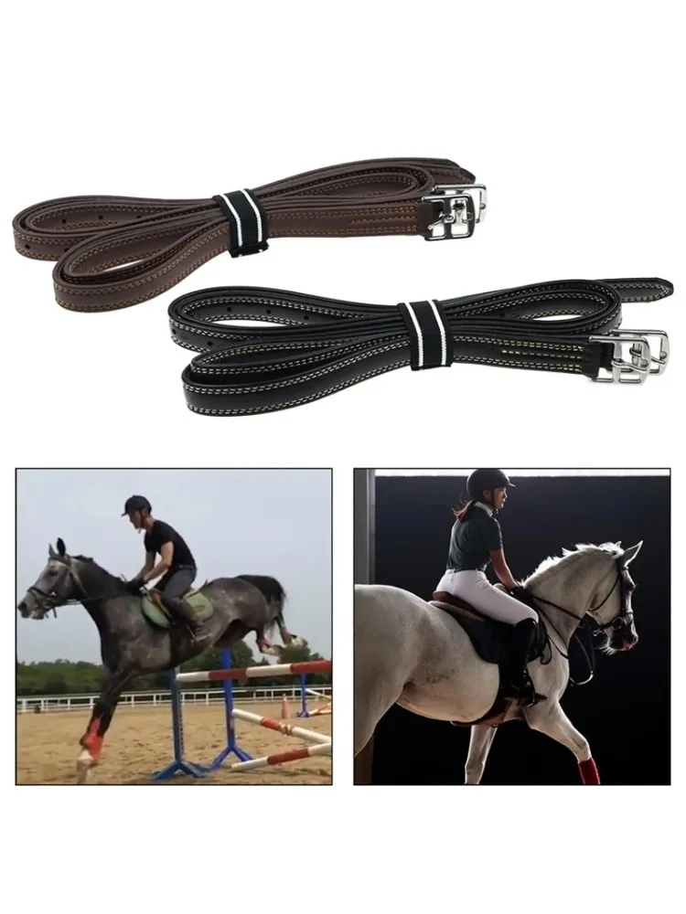 AliExpress NONE 2 Pcs English Stirrup Leathers Adjustable Soft Equestrian Belt Horse Riding Stirrup Strap Genuine Leather Supplies with Buckles