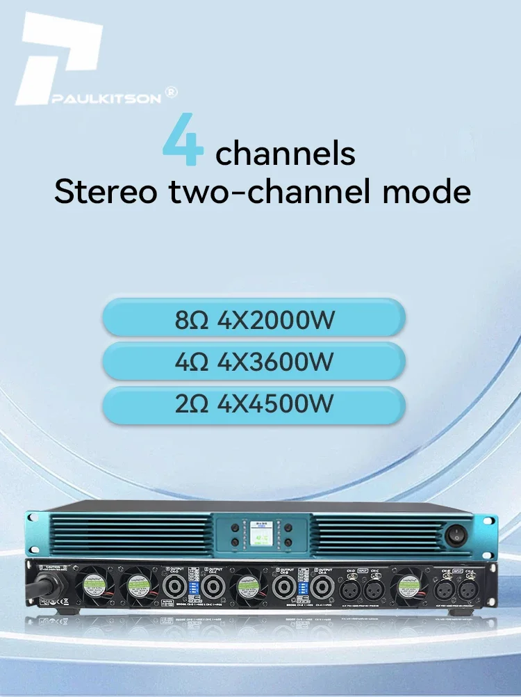 Paulkitson K430 4-Kanal Professioneller Leistungsverstärker Klasse-D 2Ω 4×7800W Hochleistungsverstärker für Bühnen-, Konzert- und Live-Lautsprechersysteme – Detail 2