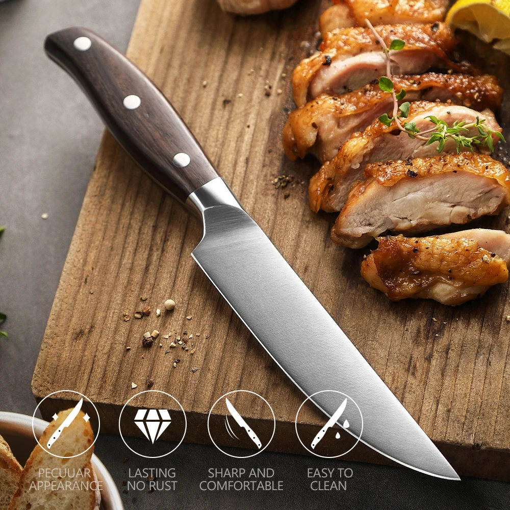 XINZUO 1pcs/4pcs Steak Knife German Din 1.4116 Stainless Steel Chef Knife Dinner Premium Red Sandalwood Handle