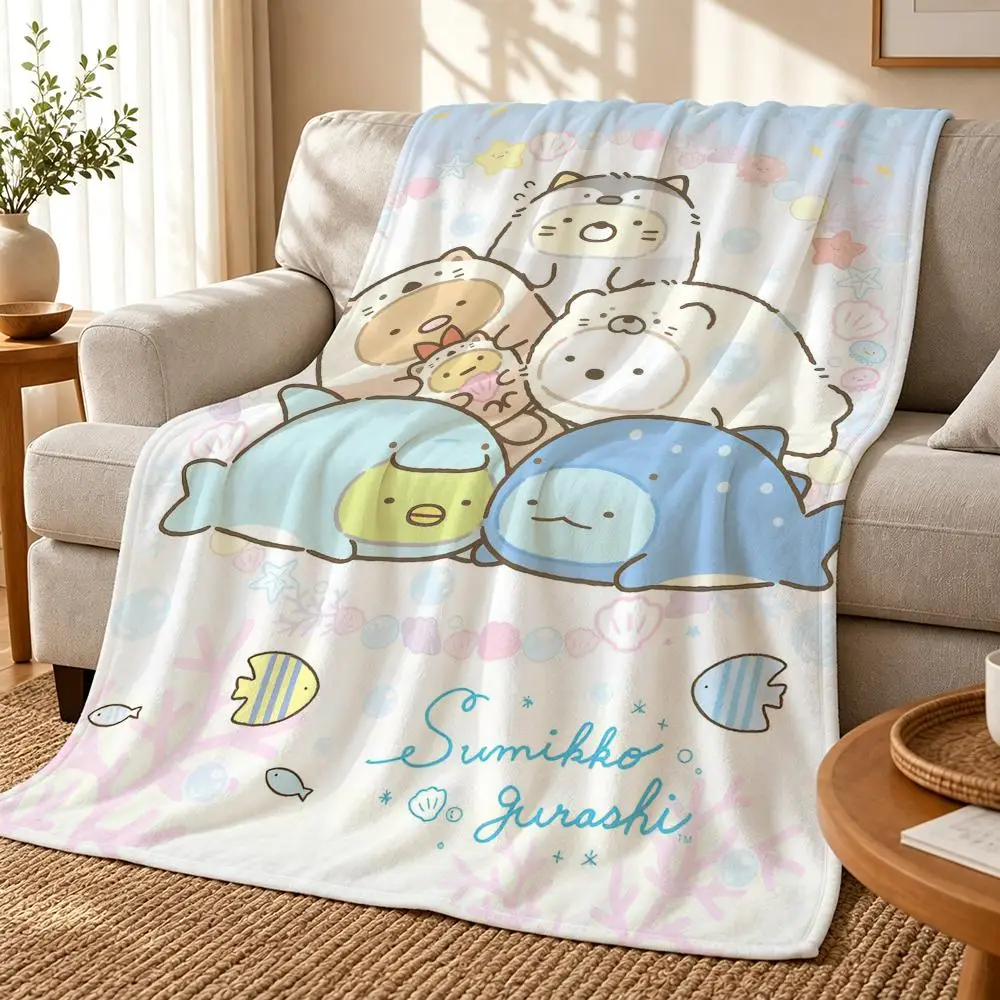 Kawaii S-Sumikko G-Gurashi Anime Throw Flannel Throw Blanket Soft Lightweight Blanket for Sofa Couch Bed Office Naps Travel Home
