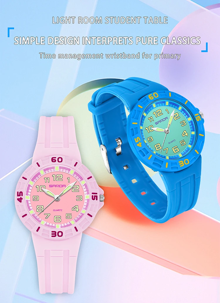 SANDA Men Women Student Quartz Watch Children Clock 50M Waterproof Luminous Durable Simple Elegant Sports Wristwatch