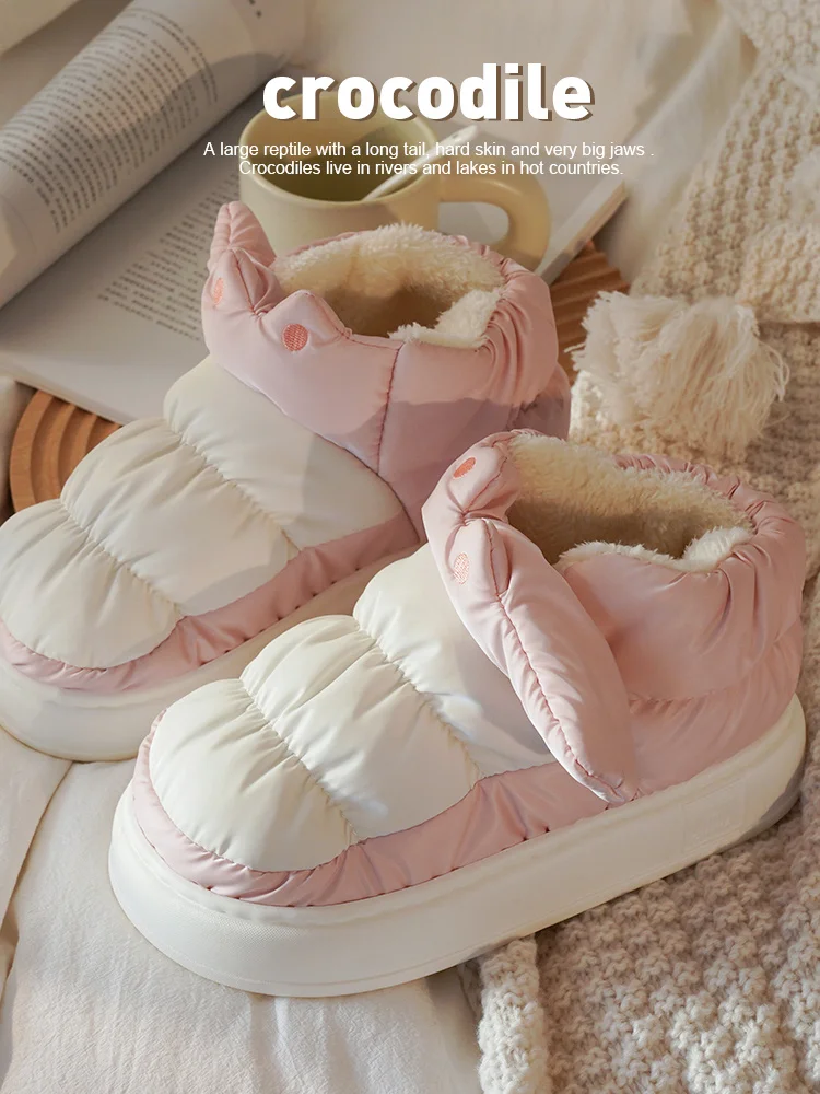 Crocodile Cotton Home Slippers For Women 2023 Winter Cute Indoor Indoor Slipper For Couples Man Thick Soles For Outdoor Boots