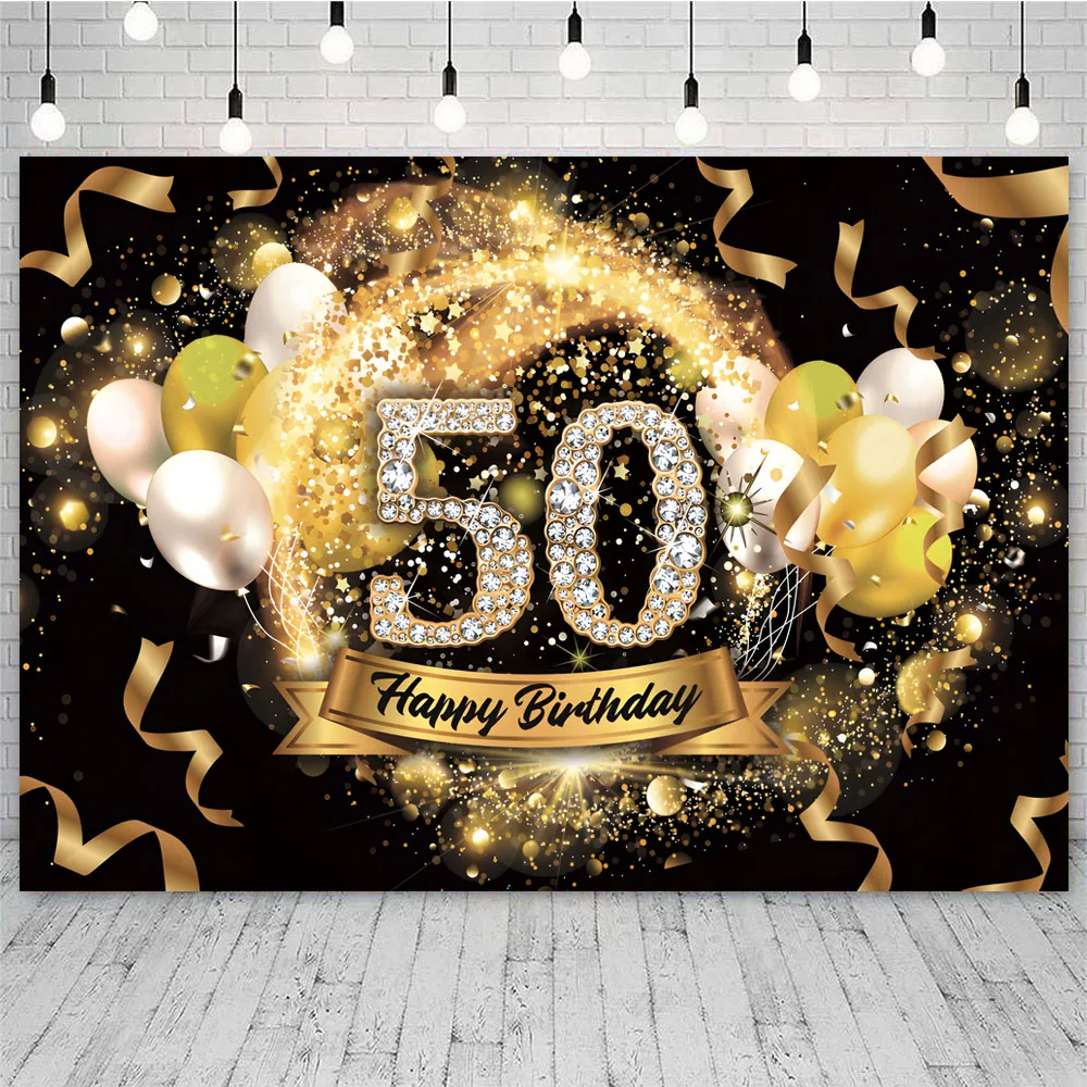 Gold Glitter 50th Photo Backdrop Red Curtain Men Woman 50 Years Old Birthday Party Photography Background Photocall Props Banner