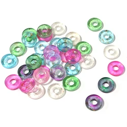 50pcs Lampwork Flat Round Bead 11mm Glass Crystal Large Hole Loose Beads for Crafts Making DIY Bracelets Jewelry Accessories