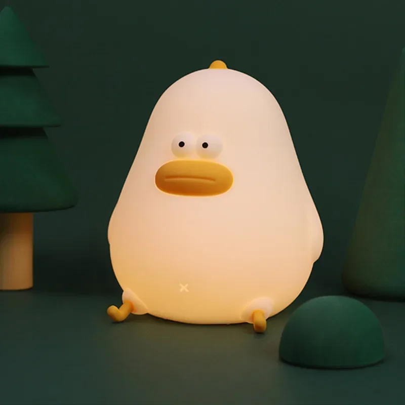 Warm Cute Cartoon Little Fat Chicken Night Light with USB Charging LED Patting Switch Girls/Kids Room As Gift Bedside Bar Cafe