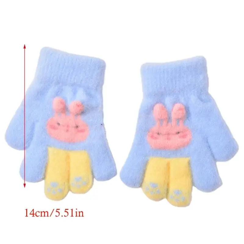 652F Childrens Plush Rabbit Winter Gloves Breathable Polyester Playful Design Winter Comfort Wear