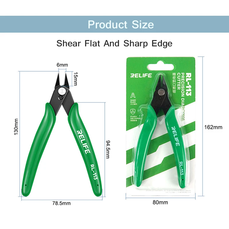 Herleven RL-113 Hoge Precisie Diagonale Snijder Met Scherpe Kaken Voor Nette Snijdende Antislip Duurzame Telefoon Reparatie Draad Snijgereedschap