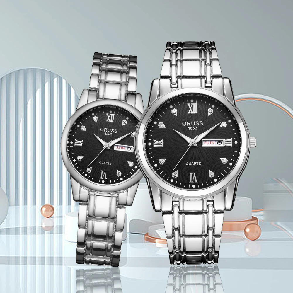 High-end couple watch Sen small women's watch foreign fashion trend men's watch double calendar durable couple watch