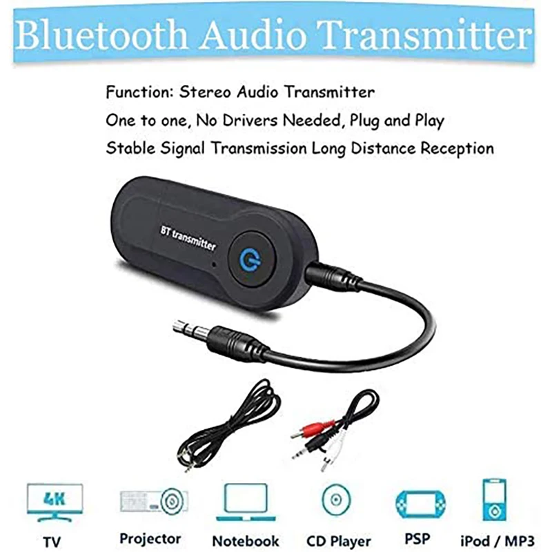 Transmissor bluetooth sem fio portátil estéreo usb bluetooth 5.0 adaptador transmissor para dispositivos de áudio 3.5mm tv pc carro