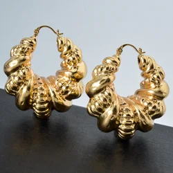 Sunny Jewelry Fashion Copper Large Geometry Earrings For Women Girl Spiral Hoop Earrings Ear Clip Lady Wedding Jewellery Gift