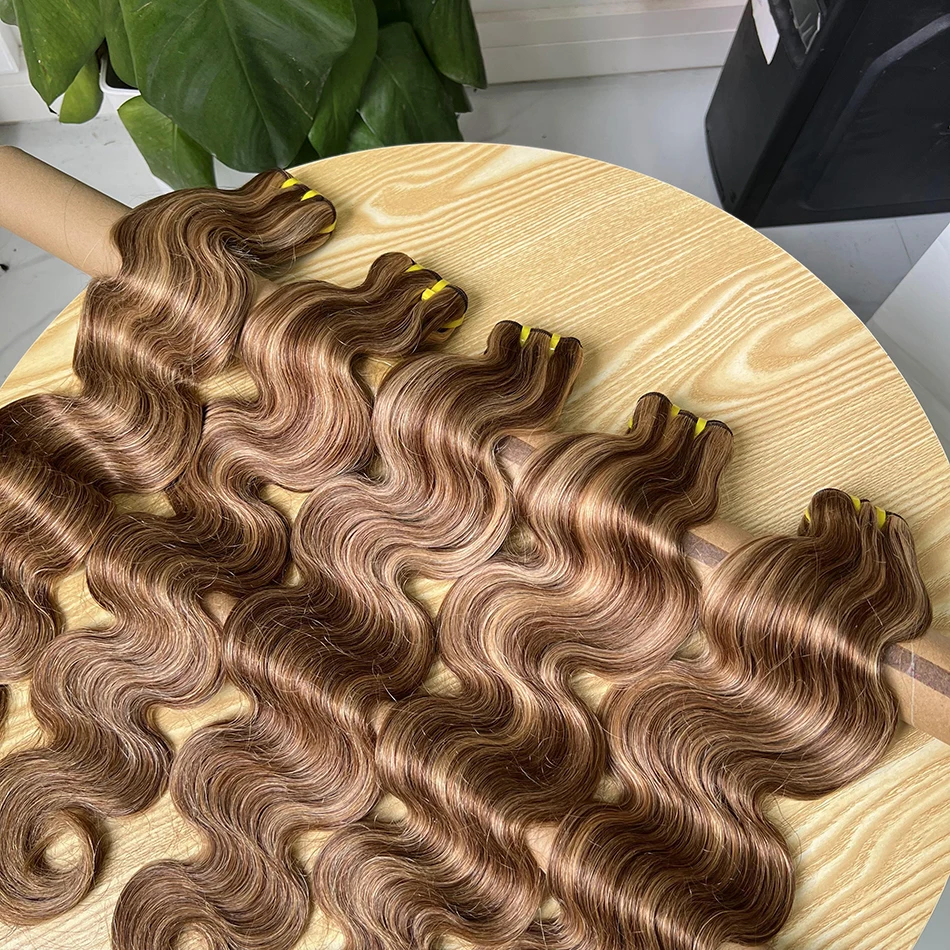 P4/27 Colored Body Wave 10A Highlight Bundles Human Hair Brazilian Brown 30 Inch 100% Virgin Hair Weave Extensions For Women