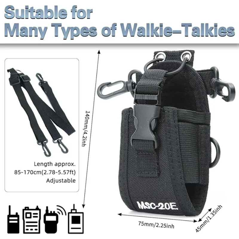 2PC MSC-20E 3 In1 Radio Holster Holder Molle Radio Pouch Case Radio Strap Adjustable Shoulder Strap for BaoFeng 5RM UV-5R UV-21R