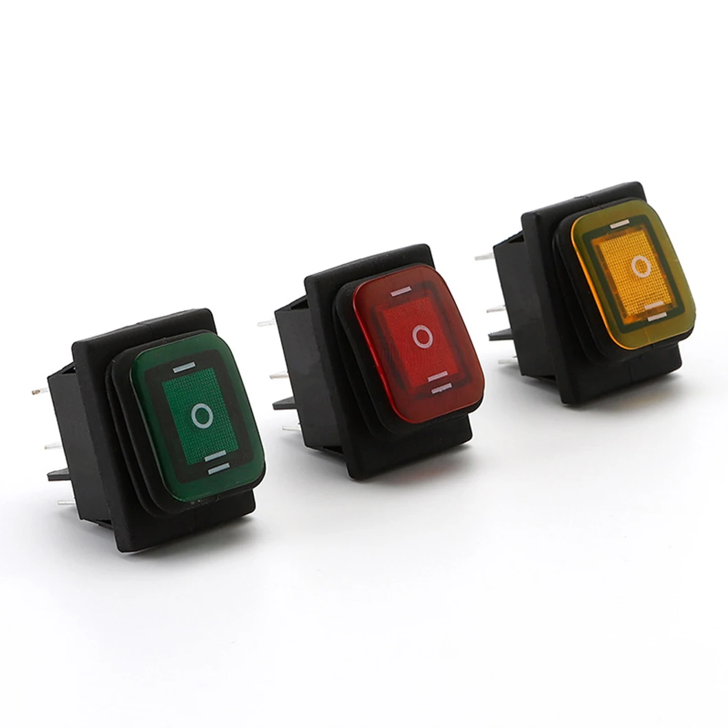 IP65 Waterproof KCD4 Rocker Toggle Switch ON-OFF-ON 3Position Latching Rocker Push Button 30A250VAC/16A250VAC 6Pin LED Light