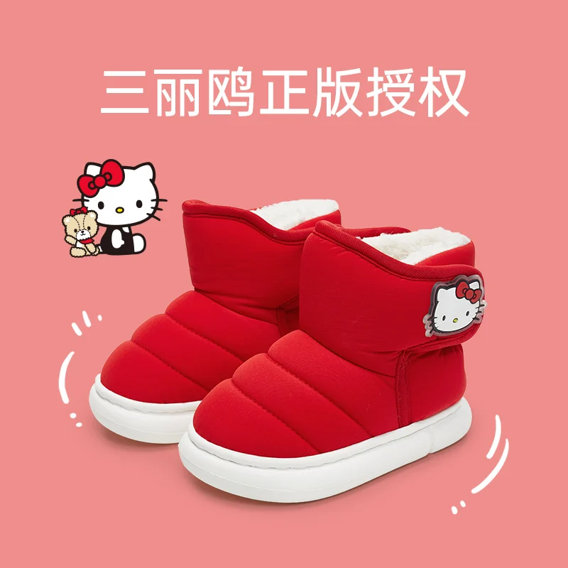 Cute Hello kittyed Autumn And Winter Cotton Shoes Kawaii Anime Sanrio Cinnamoroll Kuromi My Melody Velvet Warm Snow Boots Toys