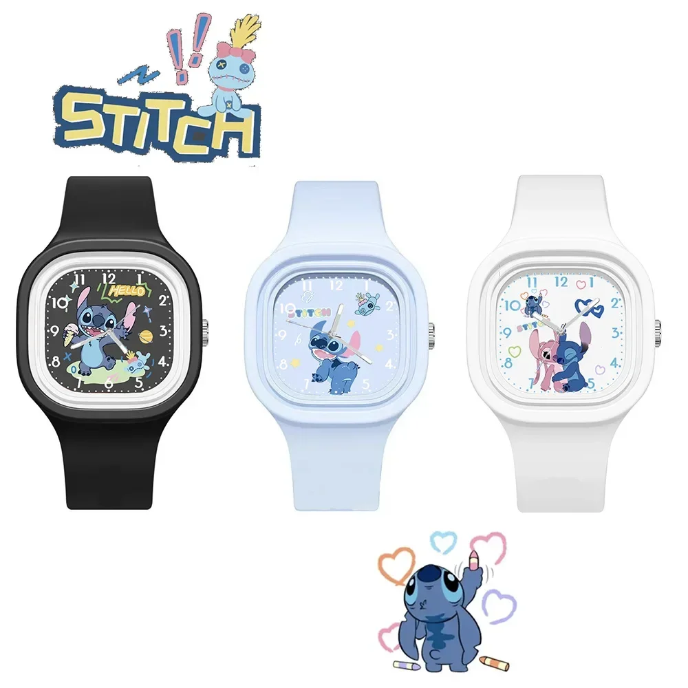 MINISO Disney Watch Kawaii Anime Lilo & Stitch Children Watchs Sports Silicone Watch Cartoon Mickey Minnie Watch Kids Toy Gifts