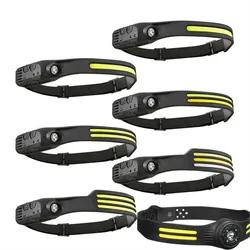 Multifunction LED COB Induction Headlamp Built-in Battery Sensor Head Flashlight Riding Waterproof Headlight USB Rechargeable