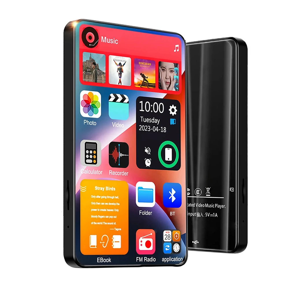 

4.0Inch Touch Screen MP3/MP4 Player with Bluetooth 16GB Portable Music PlayerBuilt-in SpeakerFM RadioVoice RecorderE-Book Reader