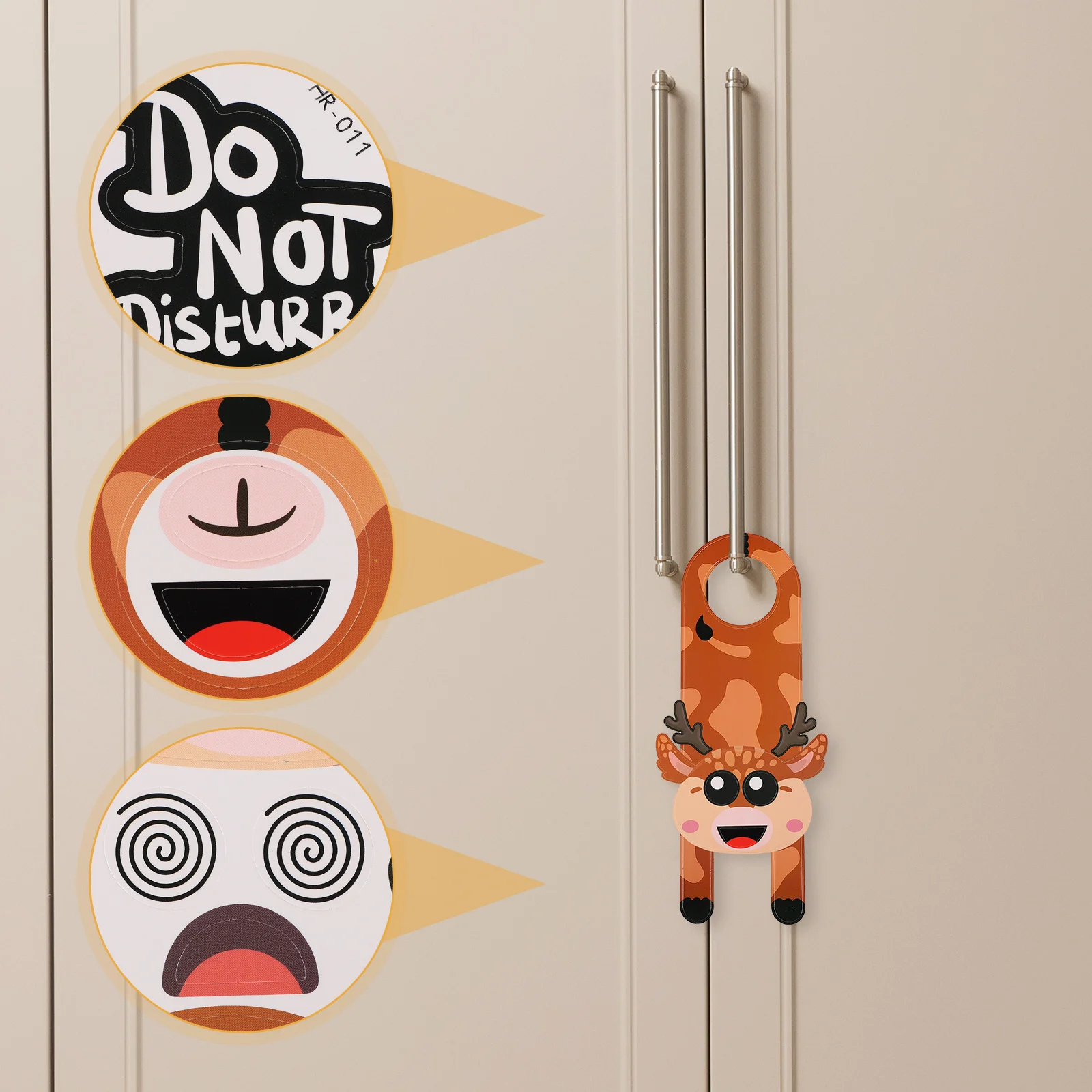 2Pcs Adorable Animal Shaped DIY Doorknob Signs for Children Develop Imagination Eye-Hand Coordination Knob Sign