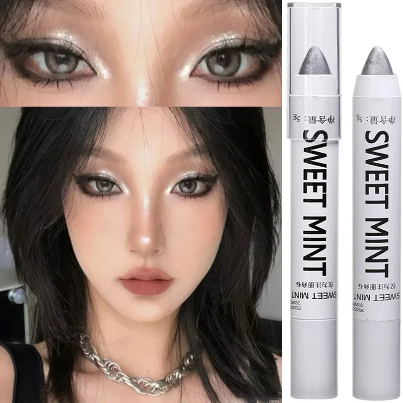 White Pearl Highlighter Brightening Glitter Eyeshadow Stick Eye Shadow Lying Silkworm High-gloss Pen Korean Eyes Makeup Matte