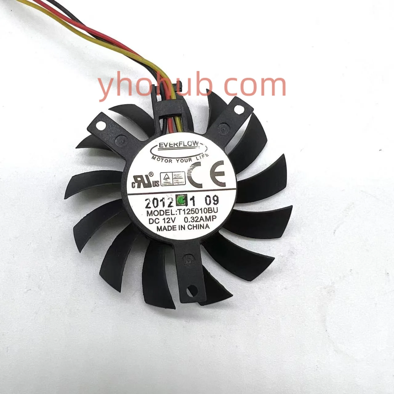 EverCool T125010BU DC 12V 0.32A 50x50x10mm 3-Wire Frameless Cooling Fan