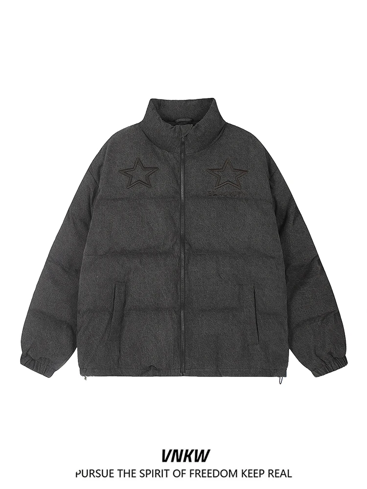 

Теплое свободное мужское хлопковое пальто в стиле ретро с вышивкой звезд и воротником-стойкой в стиле ретро, молодежное модное пальто