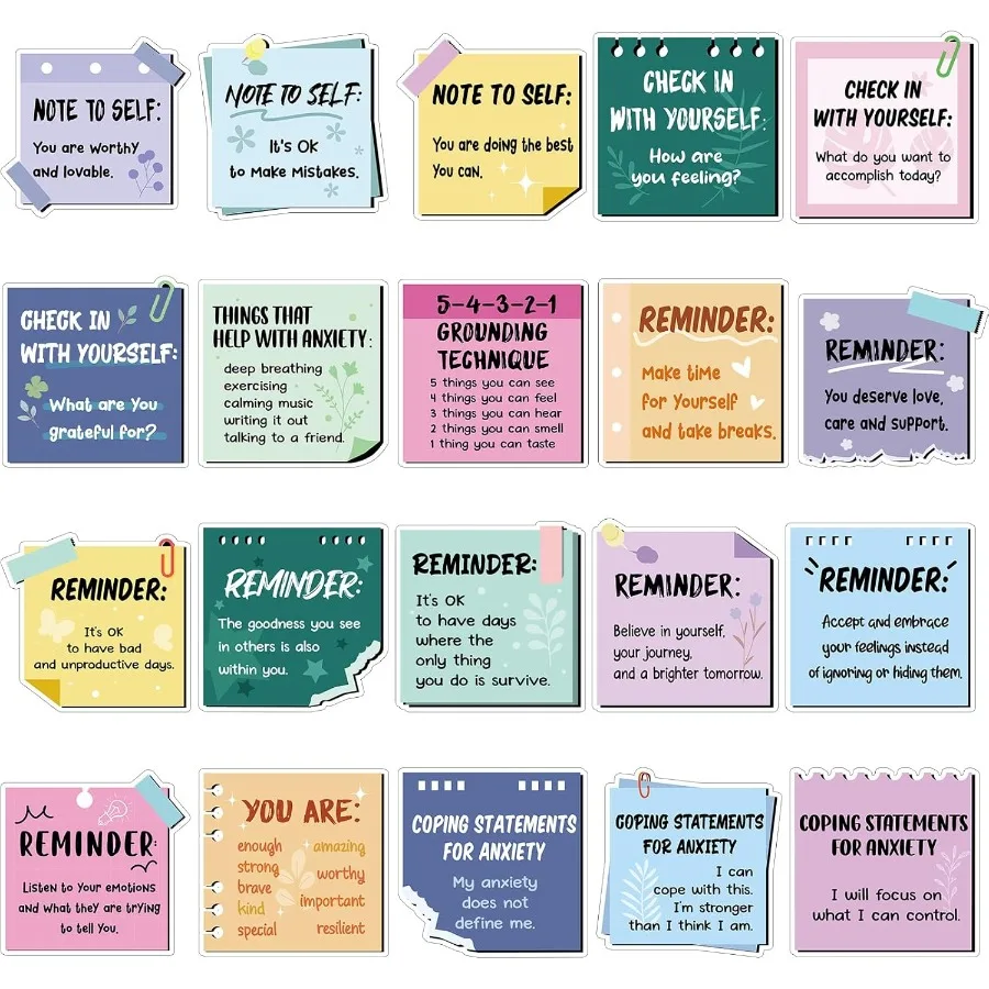 

20 шт. магниты для психического здоровья, мотивационные ежедневные напоминания, магниты с позитивными подтверждениями, предметы осведомленности о психическом здоровье для Lo