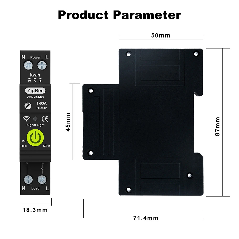 Tuya Zigbee 1P Intelligent Circuit Breaker Timing Photovoltaic Bidirectional Metering Energy Meter Automatic Reclosing Protector