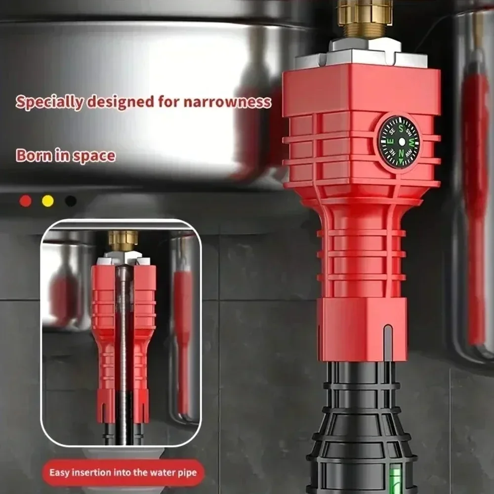 Llave de instalación de grifo y fregadero multifunción profesional 24/18/8/5 en 1, herramienta de plomería, llave de tubo de agua para cocina y baño