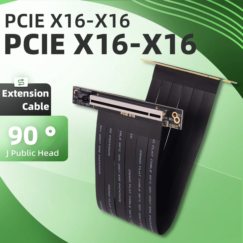 PCI-E 3.0 16x Extension Cable Double 90 Degree Angled GPU Upright PCIe 3.0 x16 to x16 Riser Extender for Graphics Vertical