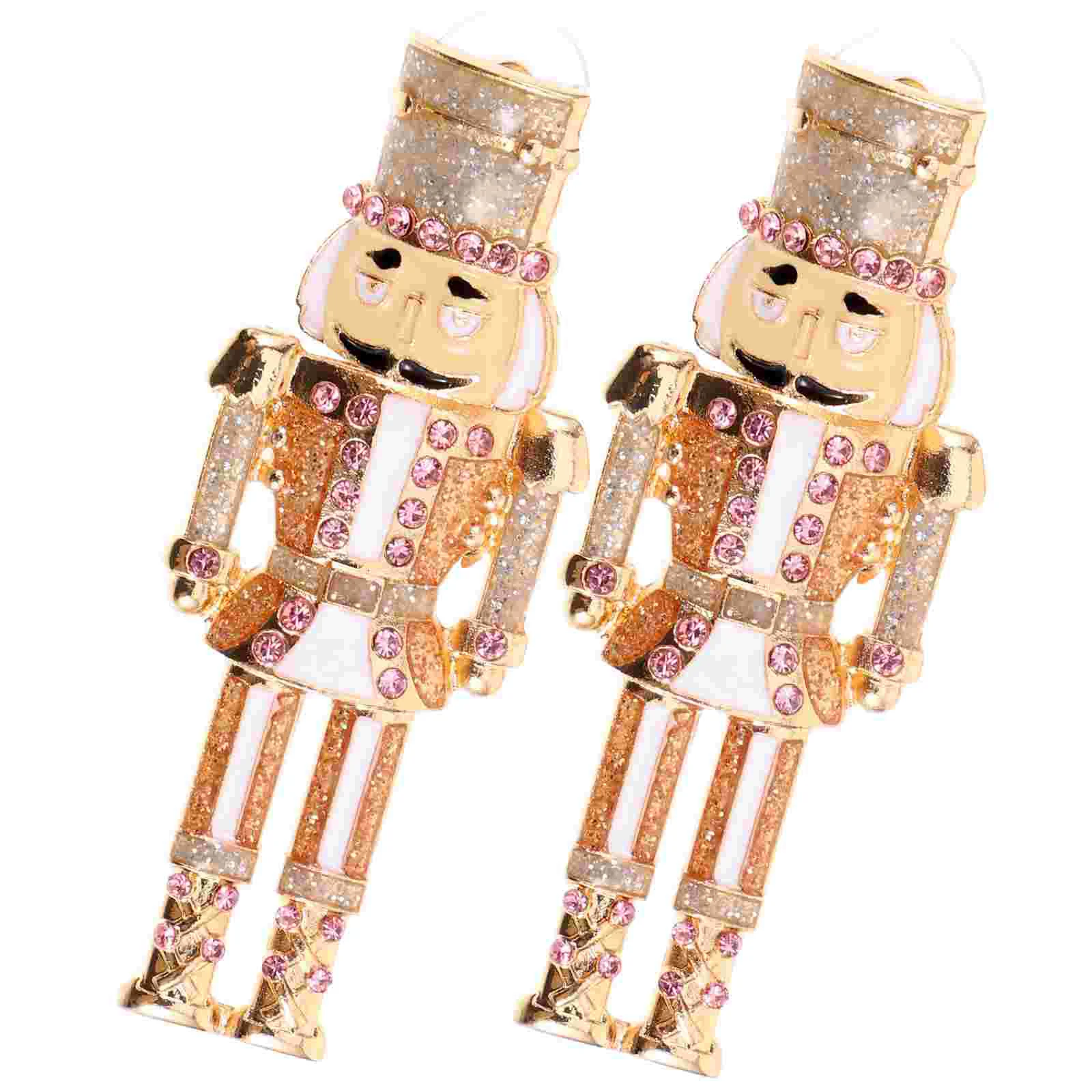 Nutcracker Earrings Costume Jewelry for Women Holiday Dangling Dangle Rhinestone