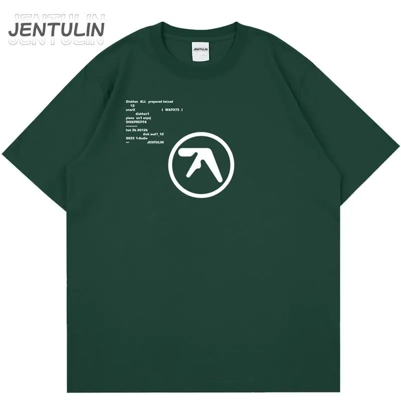 Aphex Twin Oversized męska koszulka Hip Hop nadruk liter koszulka Unisex z krótkim rękawem Y2K letnie bawełniane ubrania gotyckie bluzki S-4XL