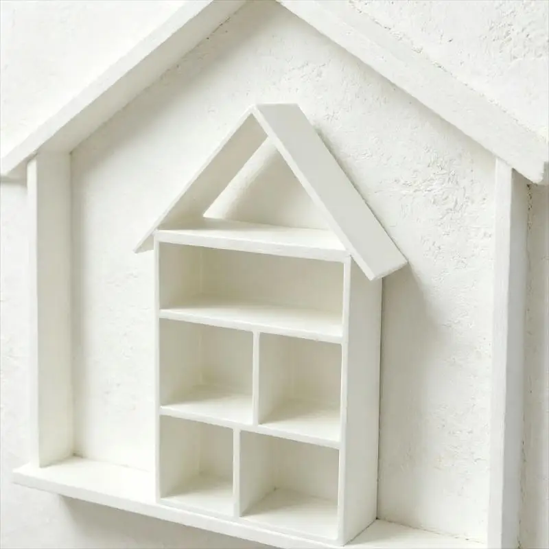 1Pc Mini House Shape Bookshelf Dollhouse Furniture Display Shelf Decor Accessory
