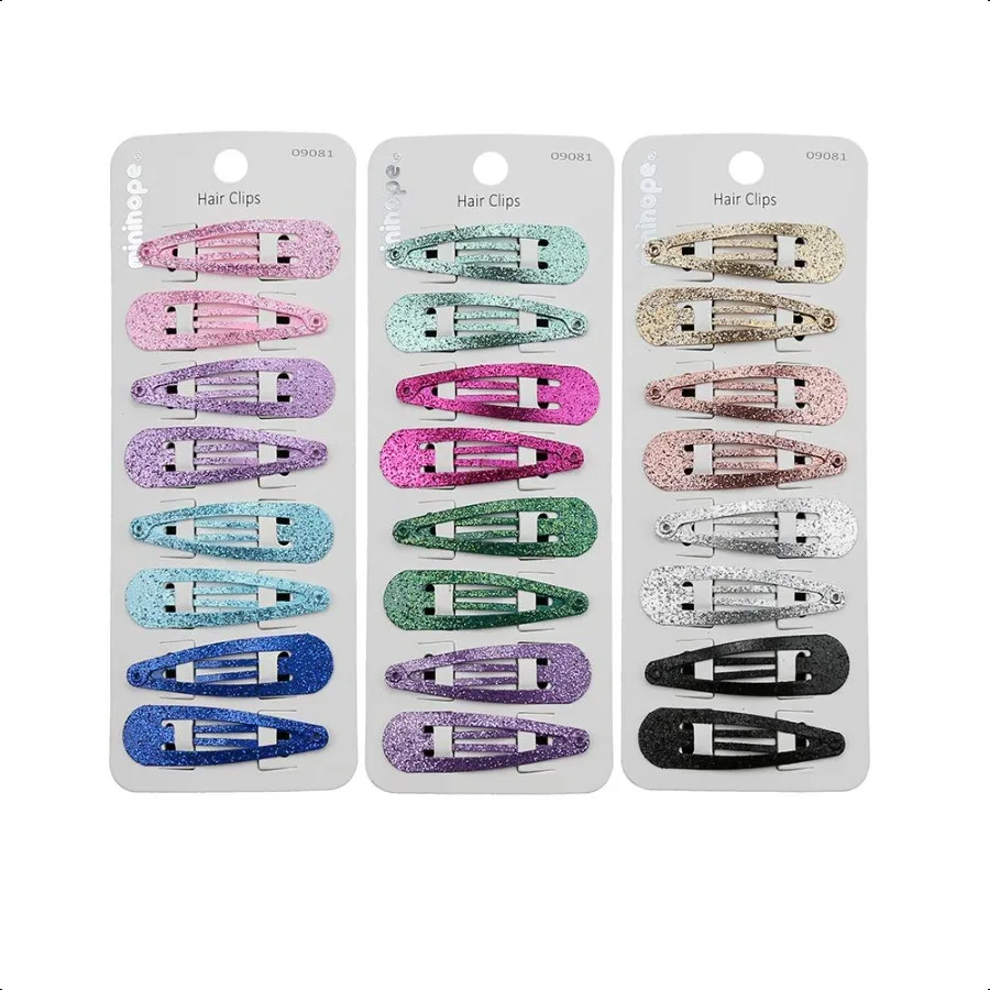 

snap hair clips for women.snap clips for grils Surface metal flash powder 5cm 24 Count Pack of 1