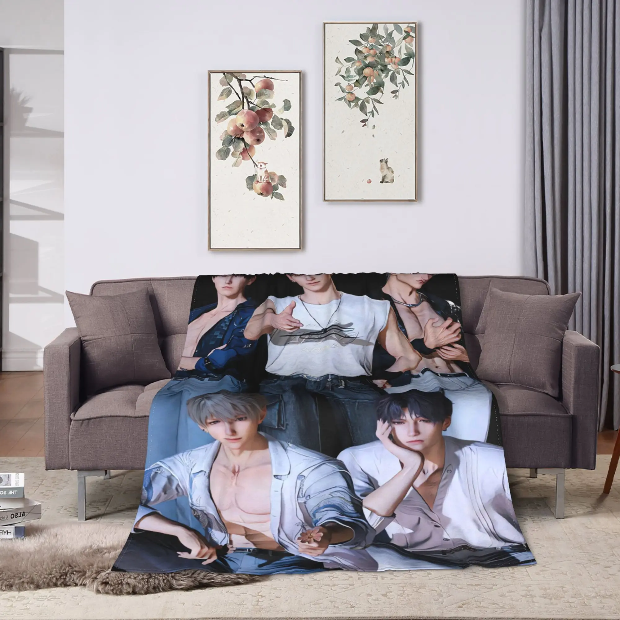 Soft Blanket Airplane Travel COOL V-Valko L-Love and Deepspace Throw Blanket  Flannel Bedspread For Living Room Sofa Bed Cover