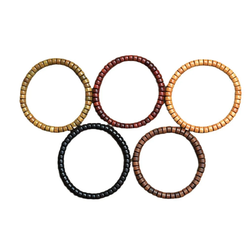 Natural Small Leaf Red Sandalwood Handmade Tablet Bead Straight Cut Spacer Buddha Bead Men Women Hand Jewelry