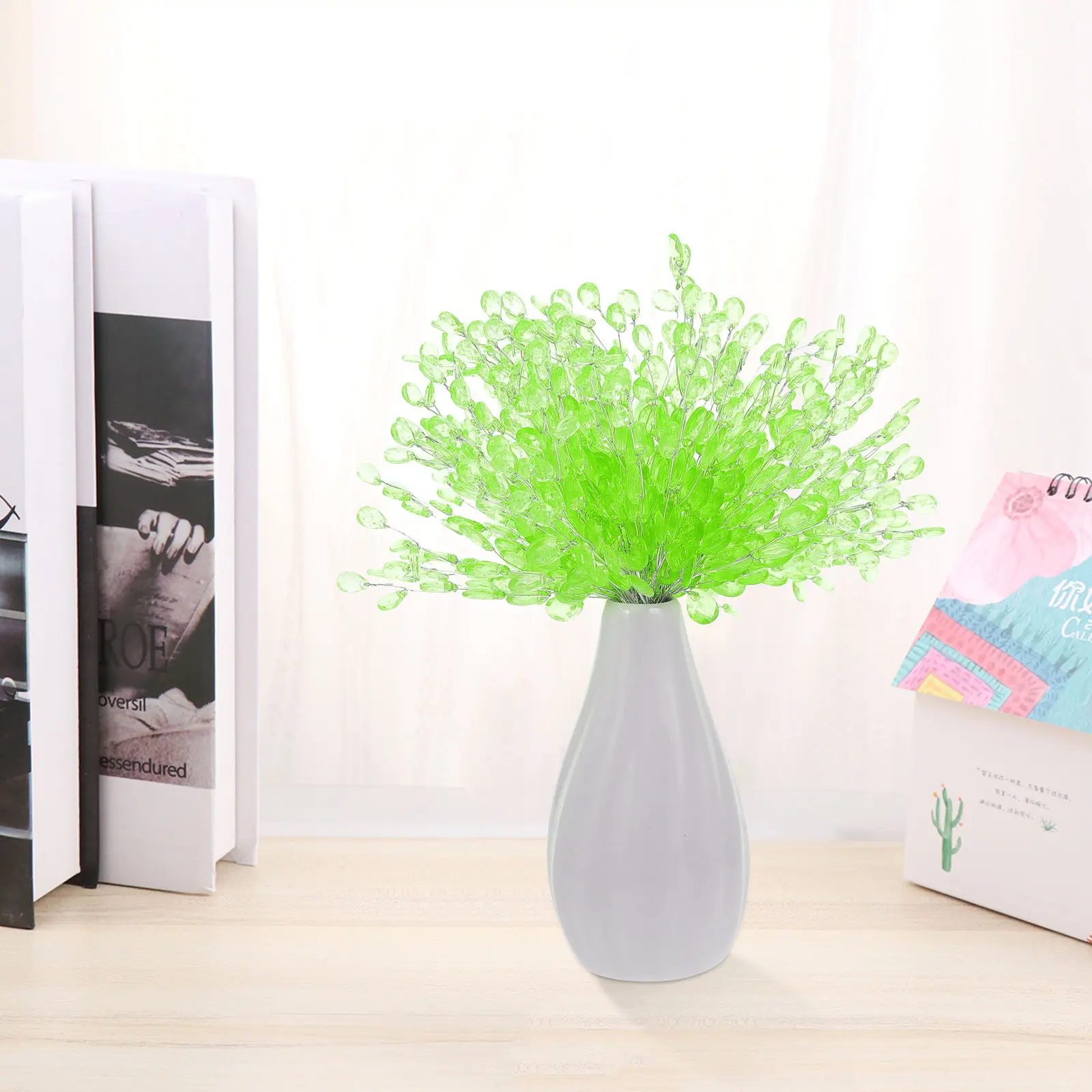 

50Pcs Artificial Flower Branch Acrylic Bead Stem DIY Floral Wire for Wedding Home Decor Christmas Flower Arrangement Gift Craft