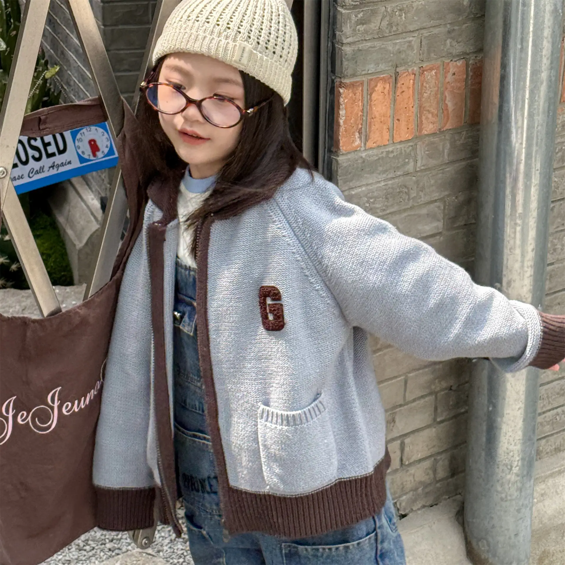

2025 Autumn New Children Long Sleeve Knit Sweater Cardigan Girls Casual Letter Knitwear Boys Fashion Knitted Coat Kids Clothes