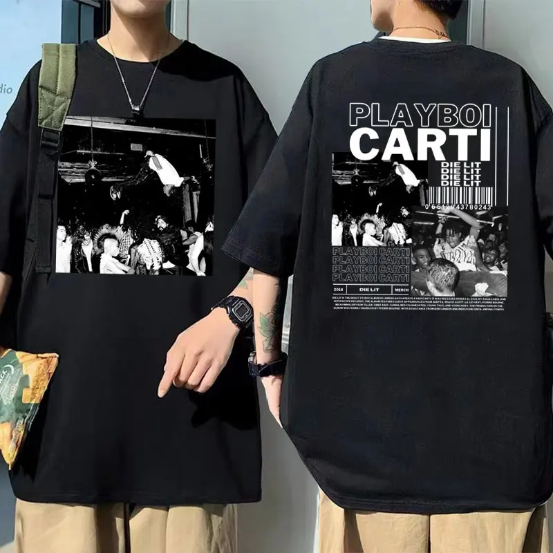 

Hip Hop Rapper Playboi Carti Die Lit Music Album Double Sided Print T Shirt Regular Men's Tops T-shirt Men Vintage Oversize Tees