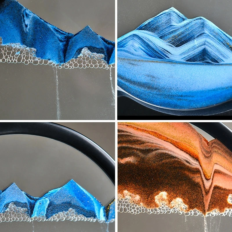 3D Glass Moving Sand Art creative Sandscape In Motion Display Flowing Sand Frame pittura a clessidra per la decorazione domestica per i regali