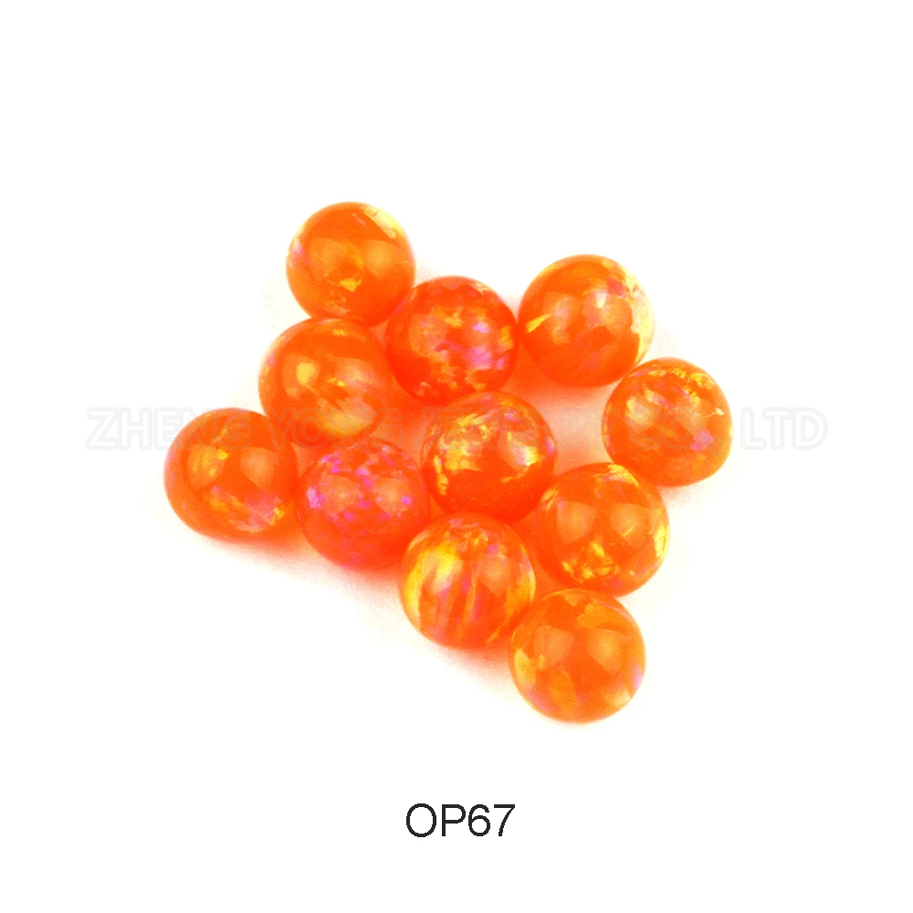 20/50pcs Mexican Fire Opal Beads for Jewelry Making 2mm--8mm Synthetic Orange Beads with Hole
