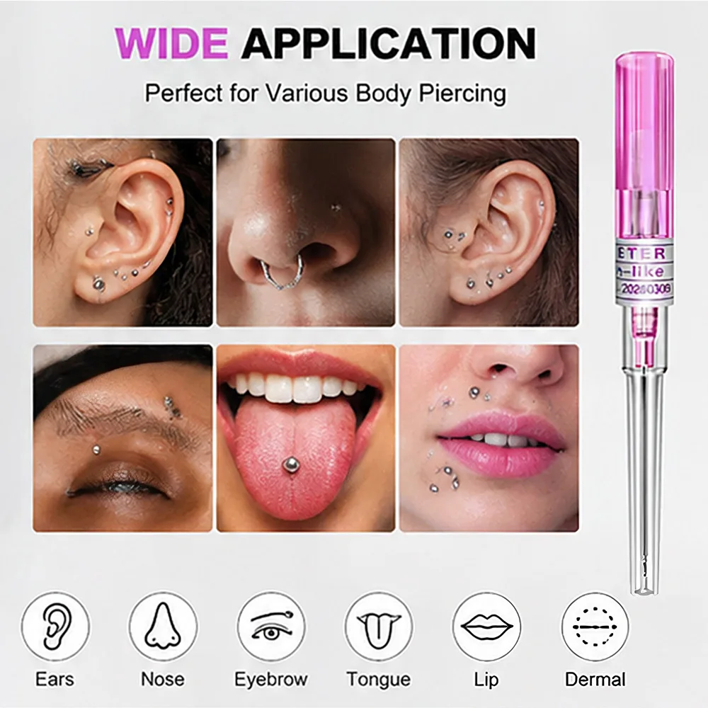 100/50/25/10/5 Stück Einweg-Piercingnadeln 12G 14G 16G 18G 20G 22G Gemischt für Ohr, Nase, Bauchnabel, Brustwarze Körperpiercing-Werkzeuge – Detail 4