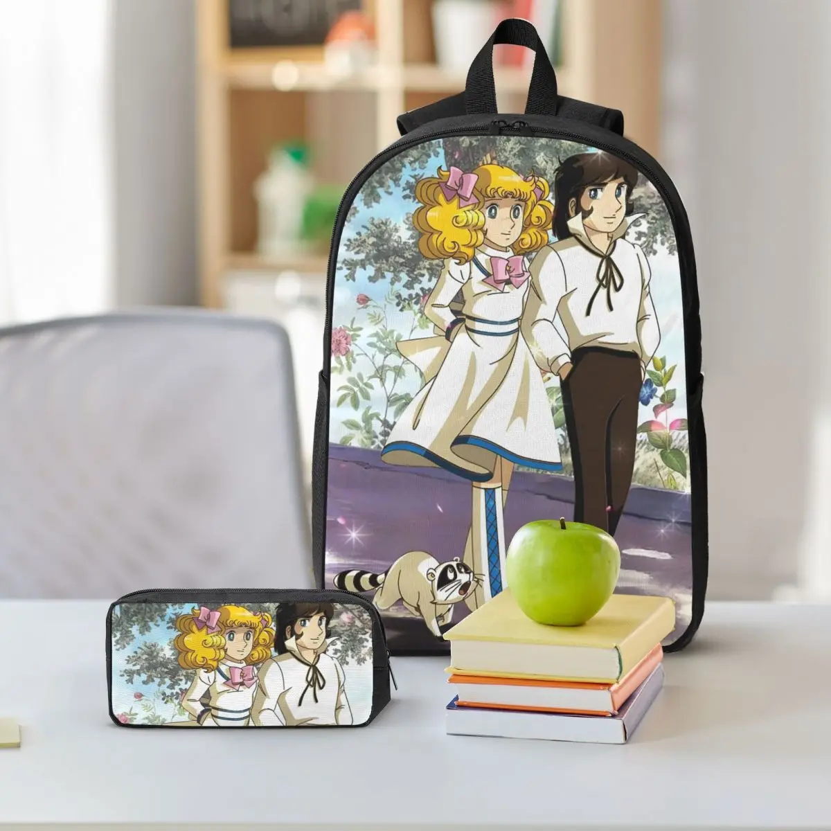 Candy Candy Anime Backpack Boys Girls BookBag School Bag Shoulder Bags 3ps Insulated Lunch Bag Pencil Case