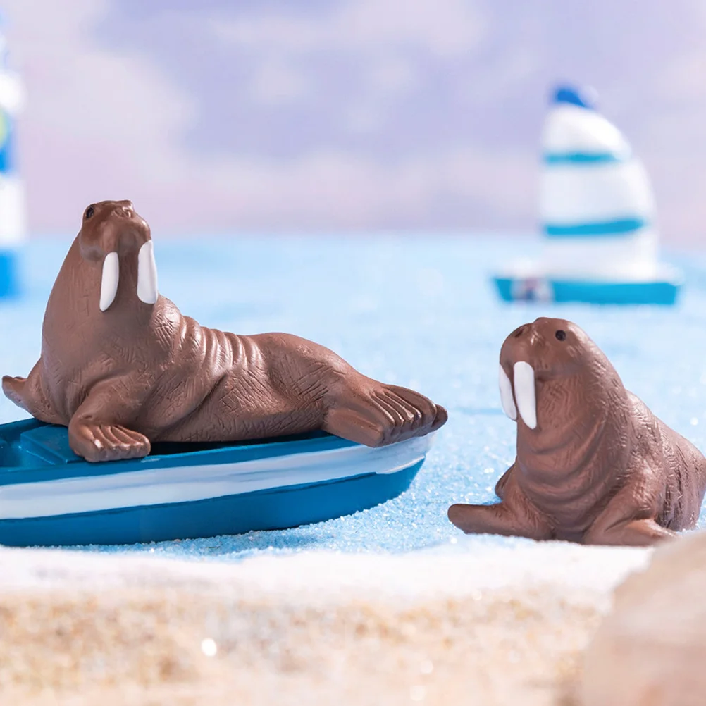 

2pcs Micro Landscape Resin Walrus Diy Beach Scene Decor Small Ocean Animal For Office Home Aquarium Marine Ornament