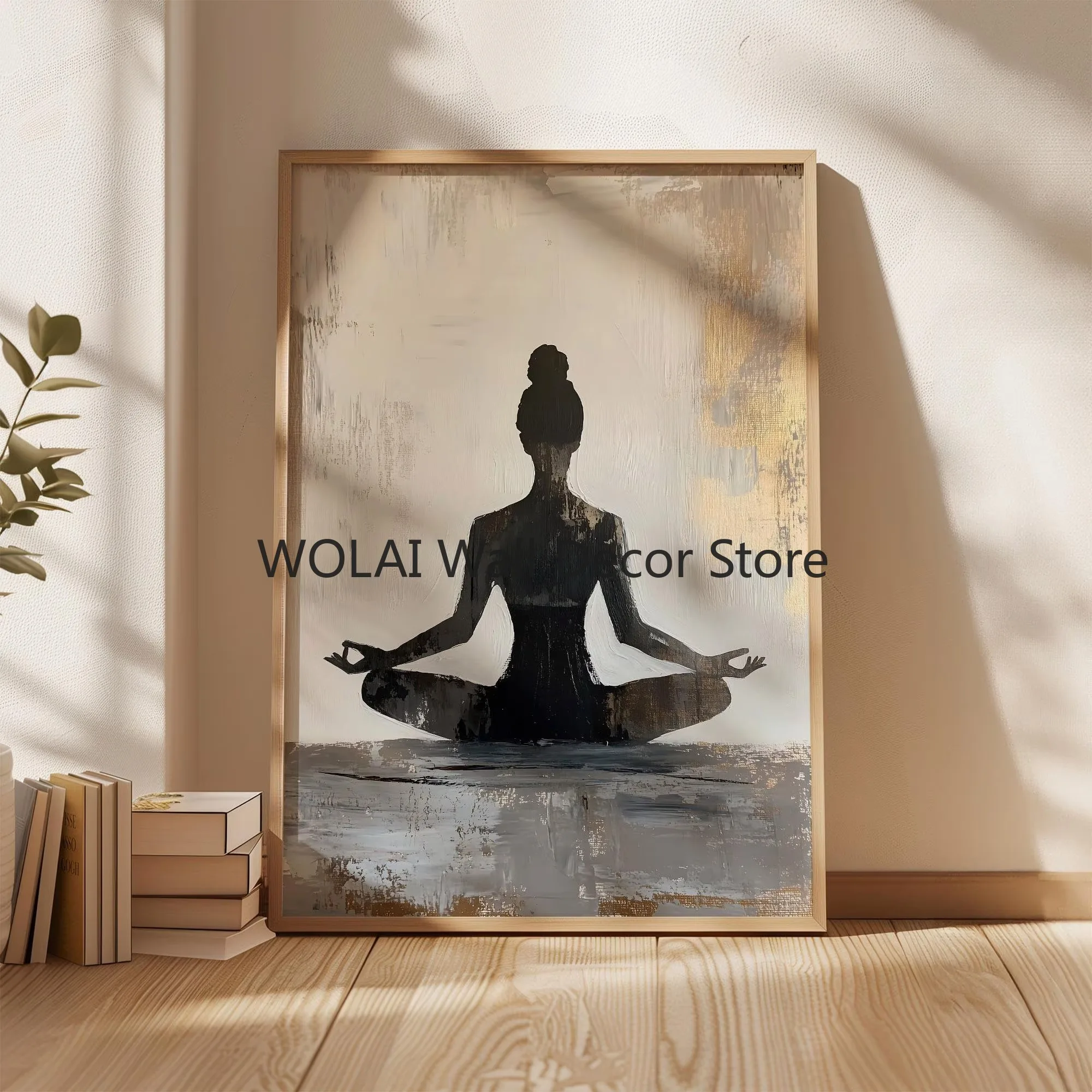 Yoga Meditation Yoga Posture Canvas Print Minimalist Zen Buddha Statue Wall Art Poster for Modern Living Room Bedroom Home Decor