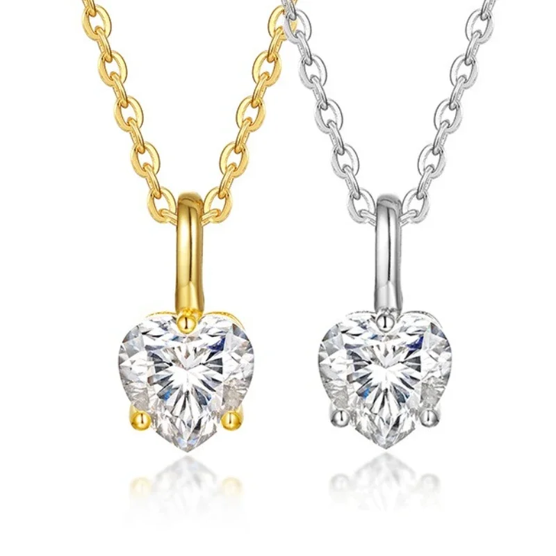 

S925 Sterling Silver Heart-shaped 6*6mm 0.8CT Moissanite Pendant Exquisite Jewelry Plated with 18k Gold Suitable for Gift Giving