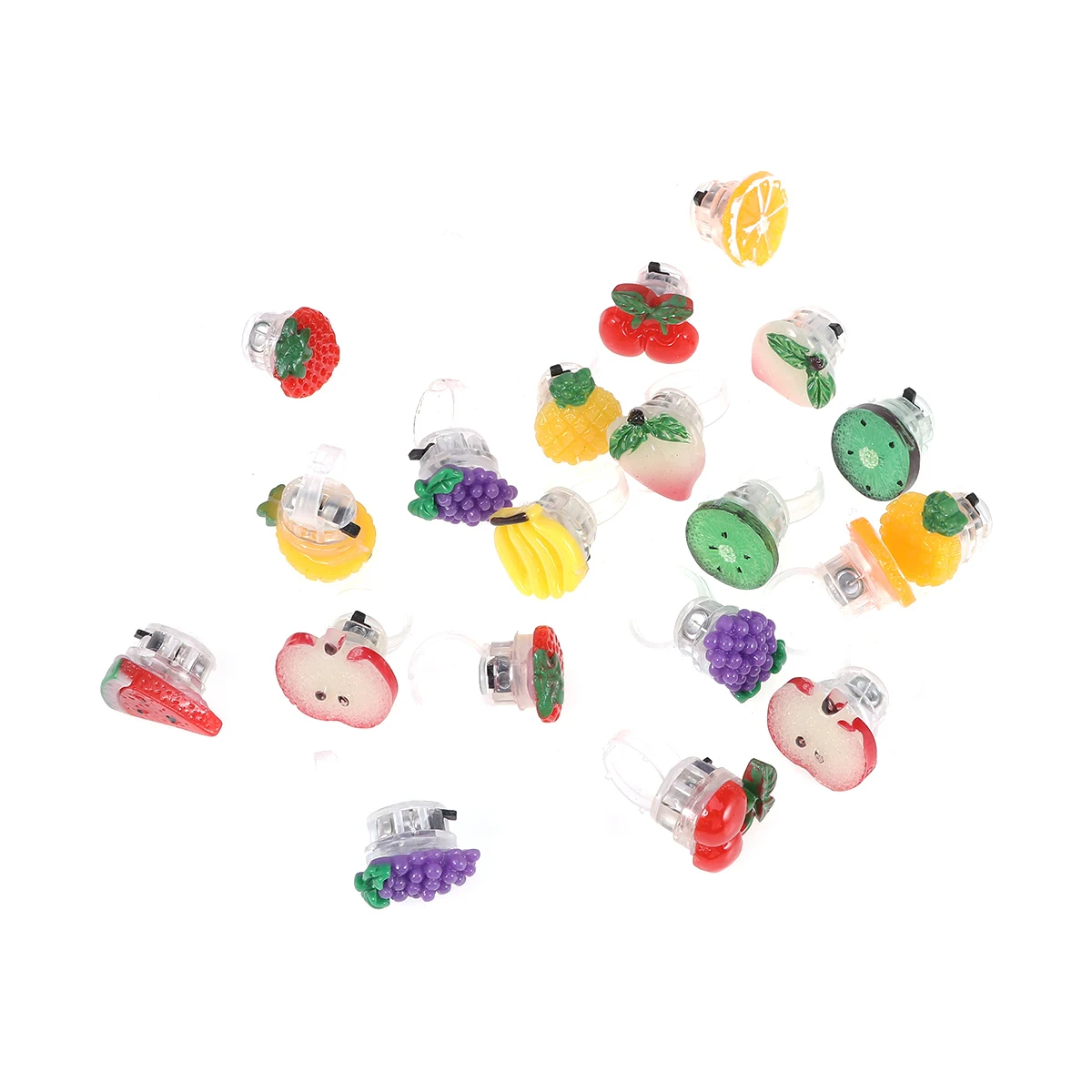 

20 Pcs Glowing Fruit Ring LED Flashing Rings Colorful Decorations Light Up