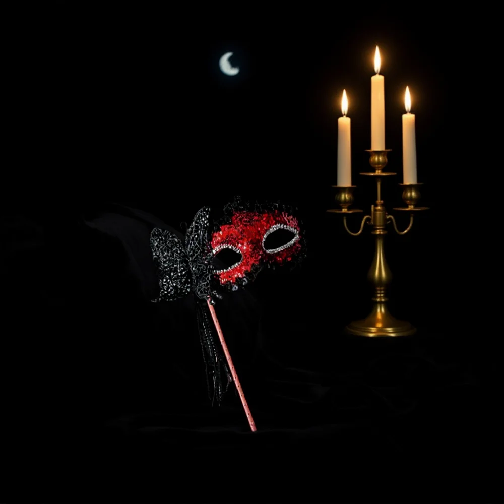 Halloween Mask Venice Princess Ball Handheld Mask Side Butterfly Sequin Mask with Holding Stick Mardi Gras Party Masquerade
