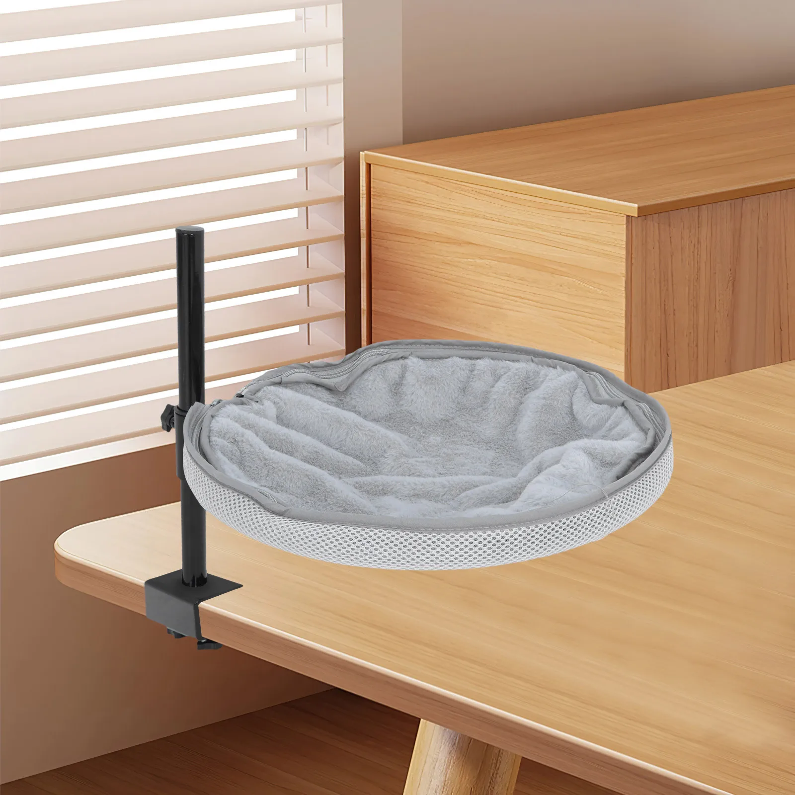 Lit pour chat de bureau 360 °   Hamac pour animaux de compagnie, rotatif, réglable en hauteur, peu encombrant, pour chaise de bureau, lit gigogne pour chat, Table d'appoint