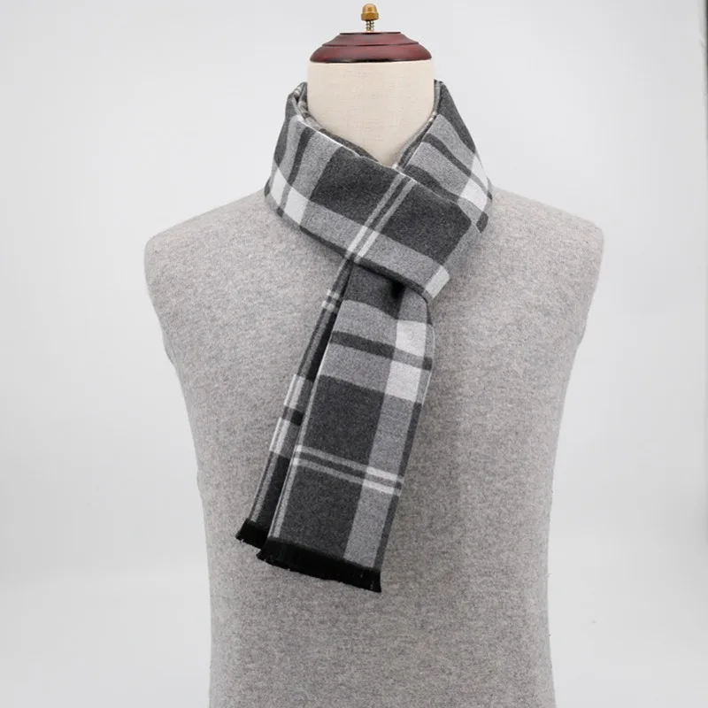 Luxury Brand Winter Plaid Cashmere Scarf for Men Warm Neck Scarfs Male Business Scarves Long Men\'s Pashmina Shawl