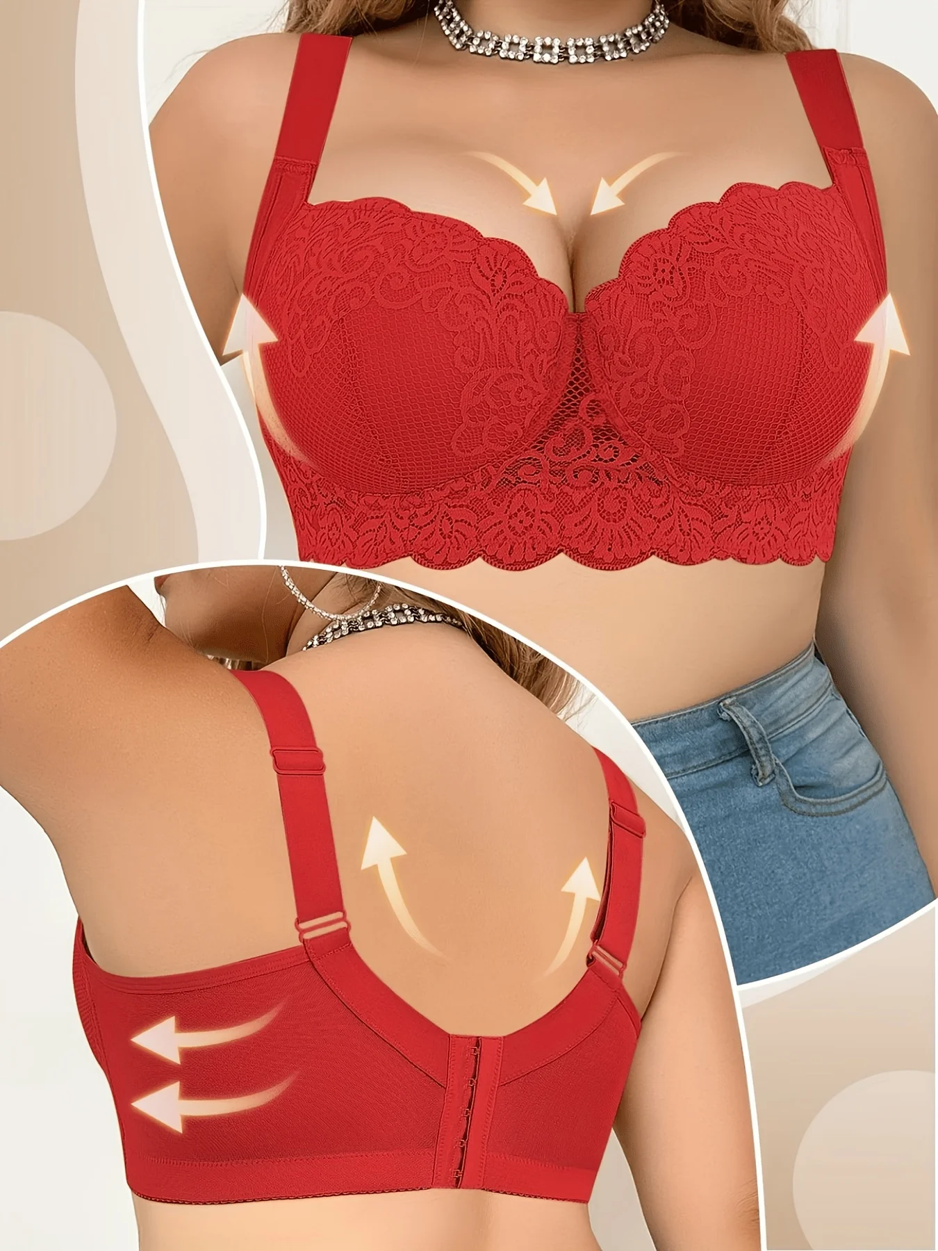2026 Spring/Summer Bestselling Sexy Lace Underwear Women's Plus Size Bustier Bra for Breast Reduction and Versatile Comfort